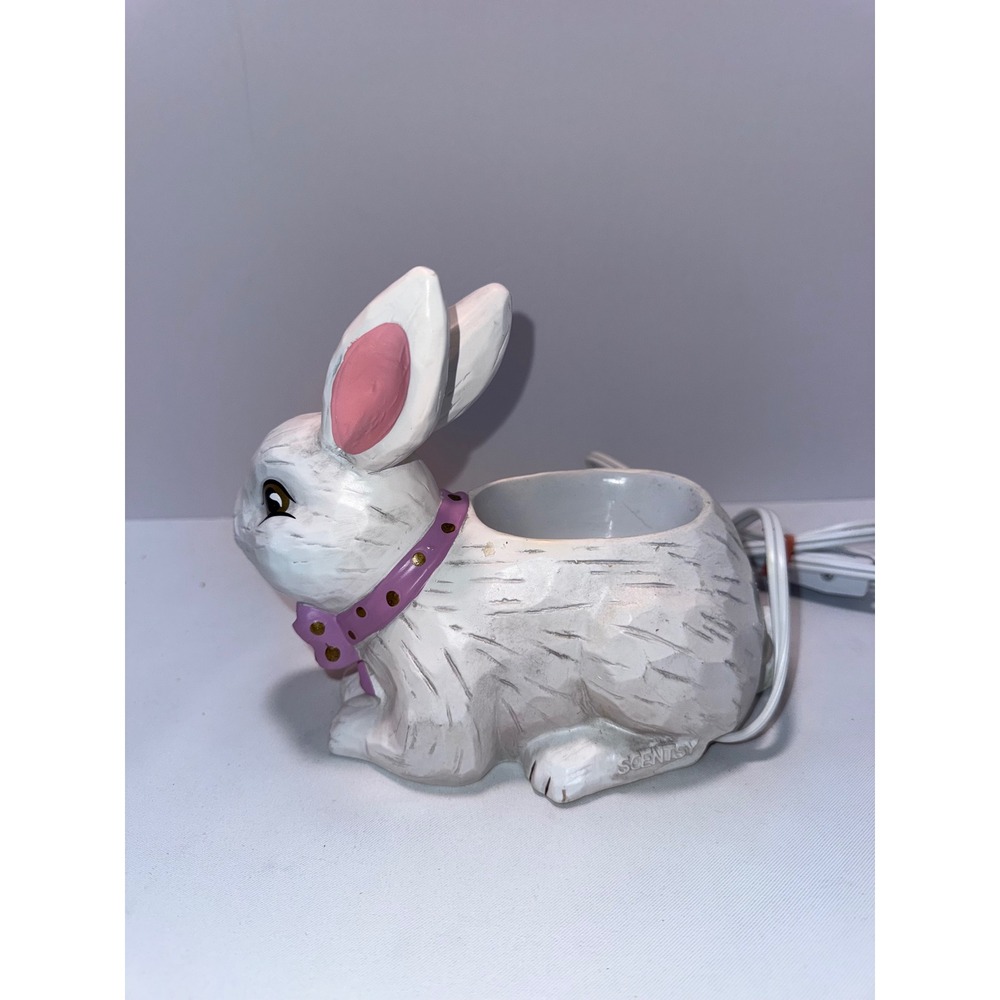 Scentsy Easter Bunny Wax Warmer White Rabbit Pink Bow Ceramic Electric Fragrance - Picture 3 of 6